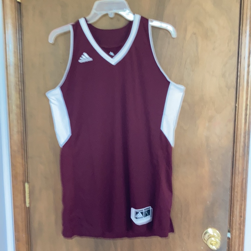 Relisted adidas maroon white performance tank team jersey S or L - Picture 4 of 16